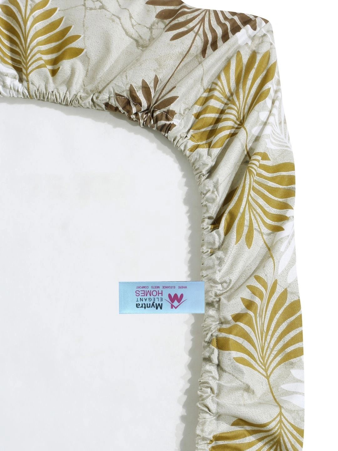 Myntra Elegant Homes Olive Green Floral 400 TC Single Bedsheet with 1 Pillow Covers