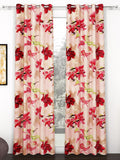 Story@home Pink & Mustard 2-Pieces Floral Door Curtains