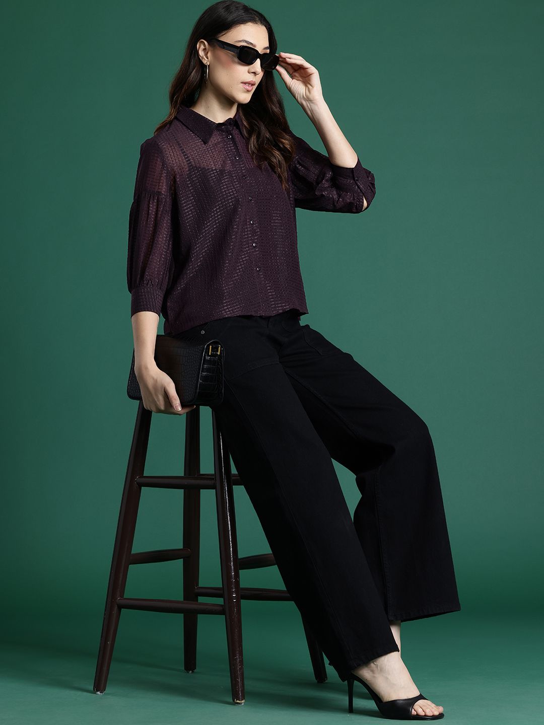 DressBerry Dobby Weave Self-Striped Casual Shirt