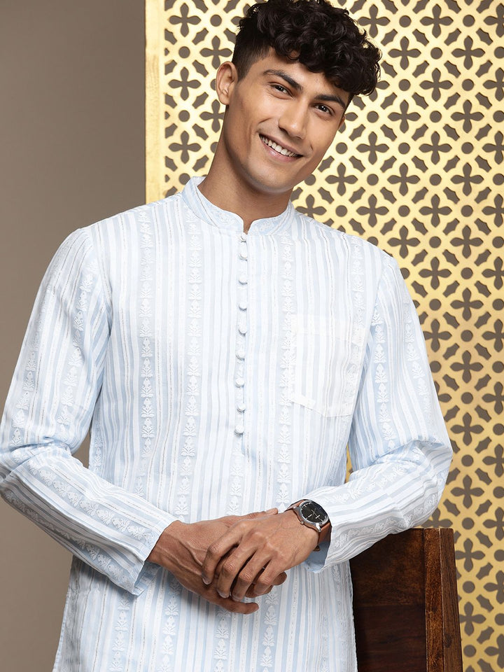 House of Pataudi Long Sleeves Striped Jashn Kurta