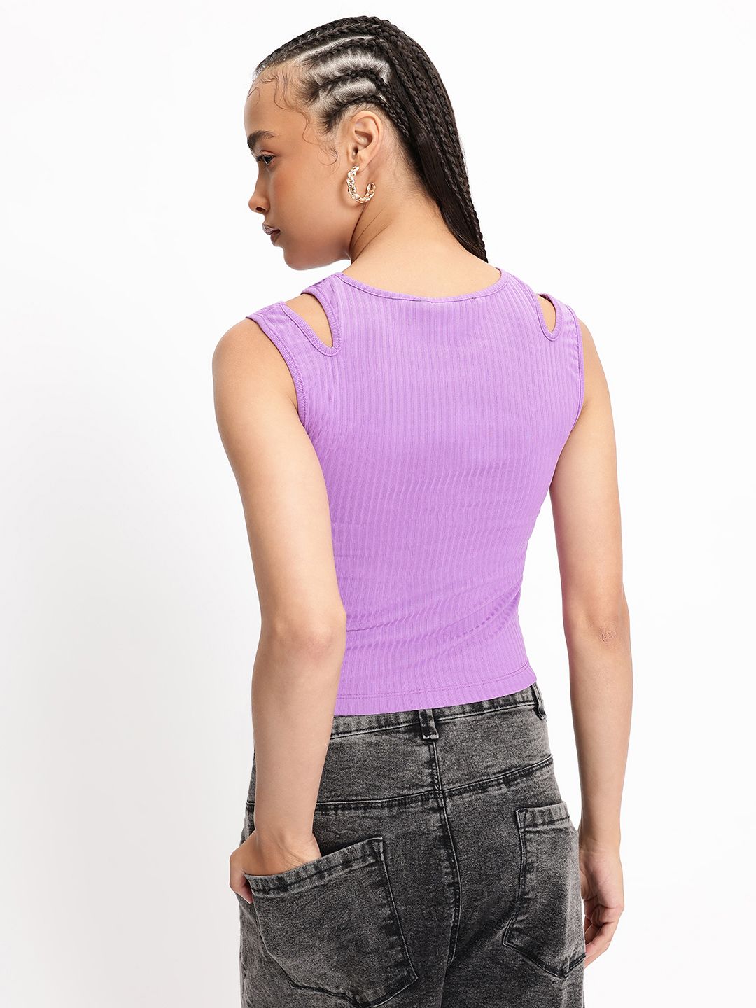 DressBerry Sensual Staple Cut-Out Ribbed Top