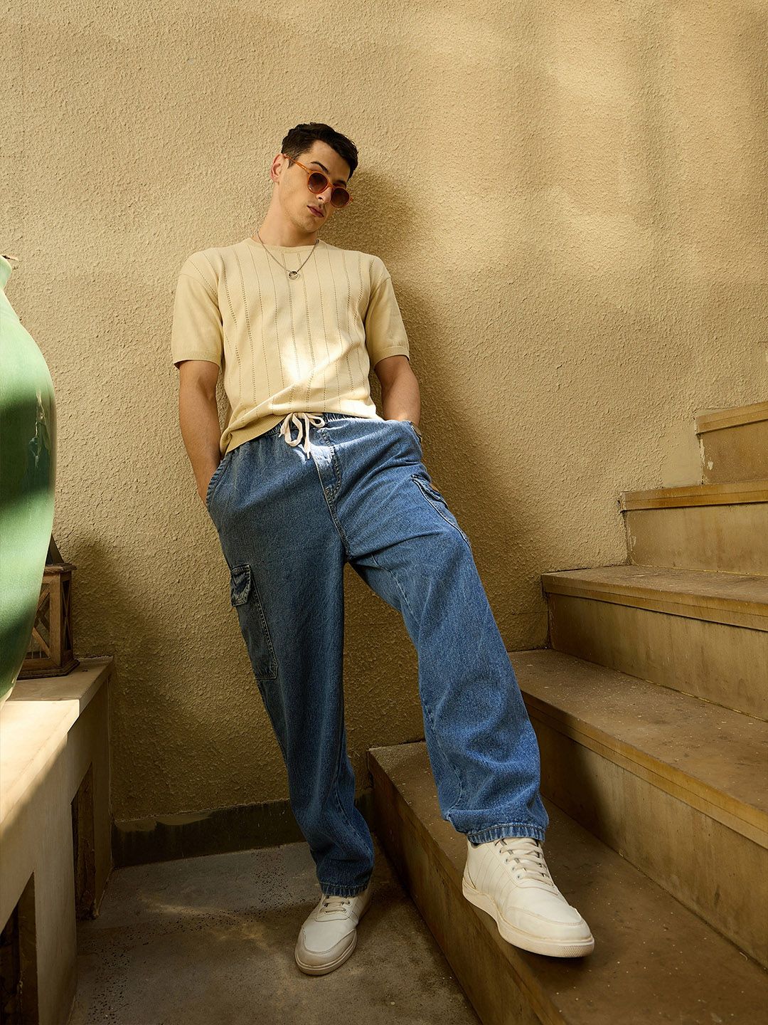 DENNISON Korean Baggy Fit Cargo Jeans
