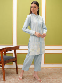 Vishudh Ethnic Motifs Embroidered Regular Thread Work Pure Cotton Kurta with Trousers