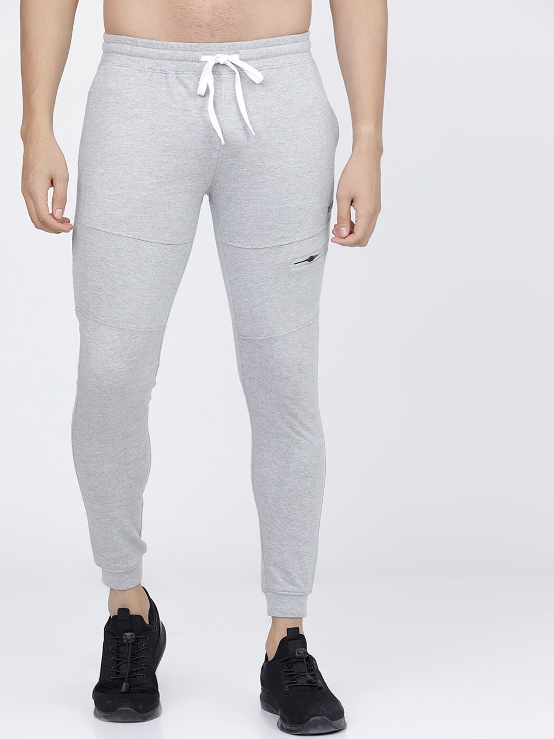 The Indian Garage Co Men Grey Melange Solid Slim-Fit Joggers