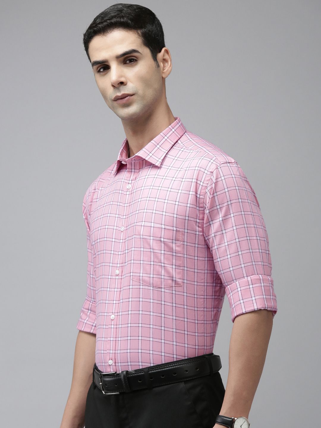 Park Avenue Men Slim Fit Opaque Checked Pure Cotton Formal Shirt