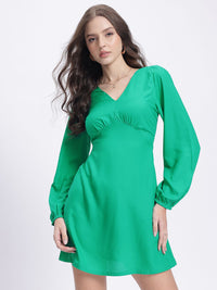 DressBerry Cinched Chic Empire Puff Sleeve Mini Dress