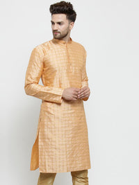SOJANYA Kurta Lurus Berpetak Berwarna Emas Lelaki