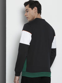 The Indian Garage Co Men Black & White Colourblocked Sweatshirt