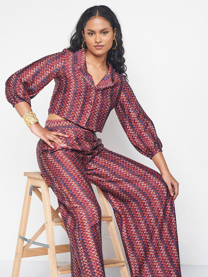 Global Women Desi Printed Shirt With Trousers Coords