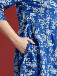 Anouk Floral Print Fit & Flare Midi Dress