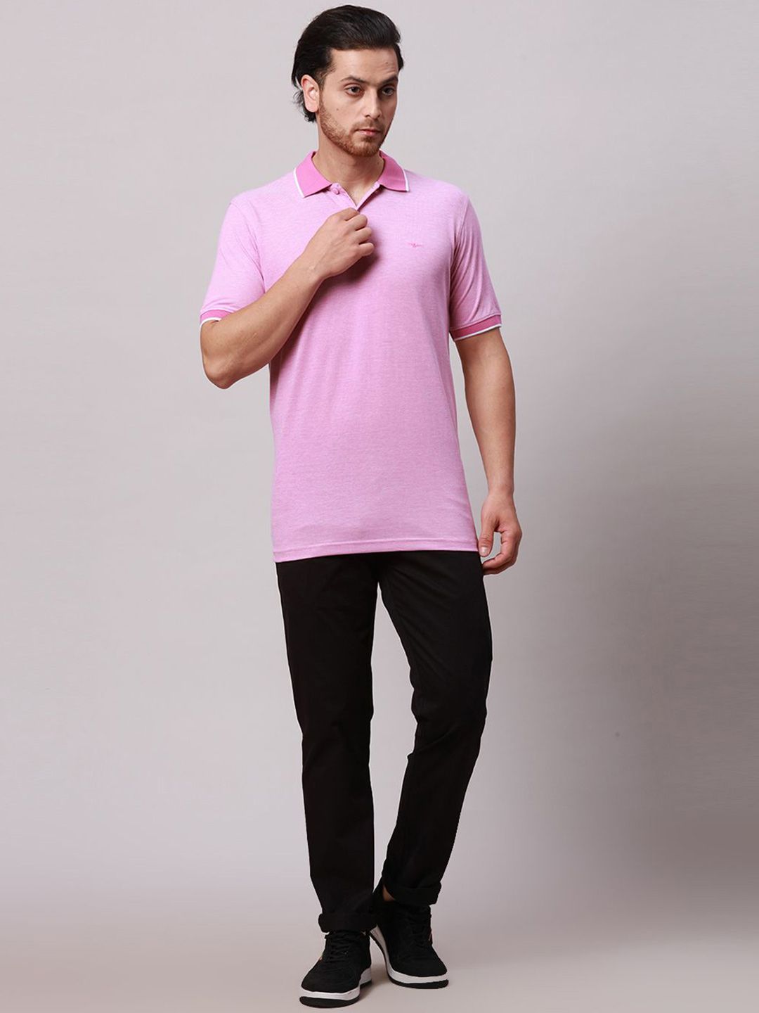 Park Avenue Men Polo Collar Pockets Slim Fit T-shirt