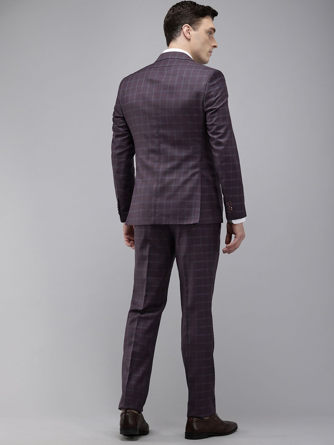 Park Avenue Checked Super Slim Fit Notched Lapel Single-Breasted Formal 3 Piece Suits