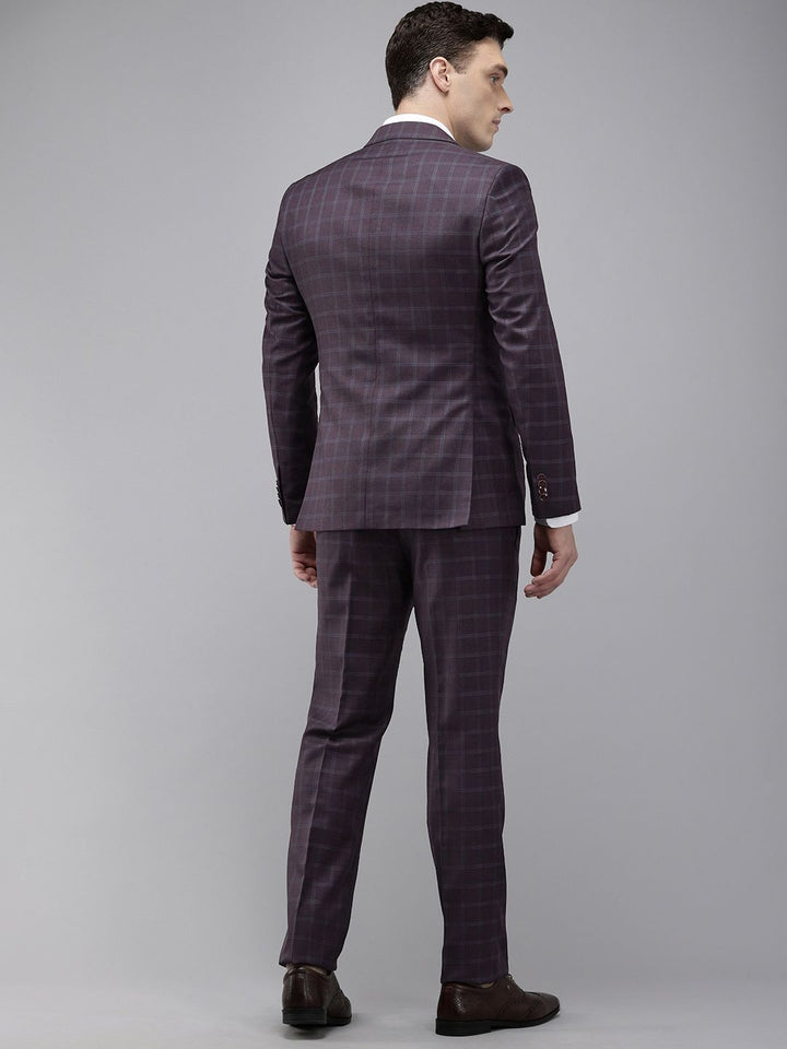 Park Avenue Checked Super Slim Fit Notched Lapel Single-Breasted Formal 3 Piece Suits