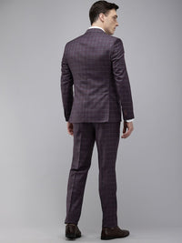 Park Avenue Checked Super Slim Fit Notched Lapel Single-Breasted Formal 3 Piece Suits