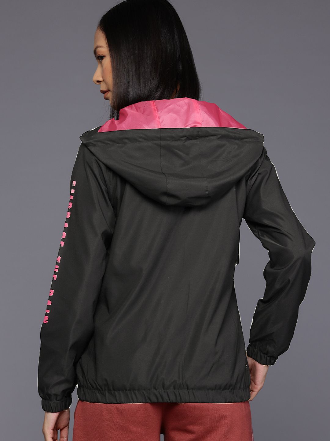 HRX by Hrithik Roshan Rapid-Dry Typography Print Hooded Training Tailored Jacket
