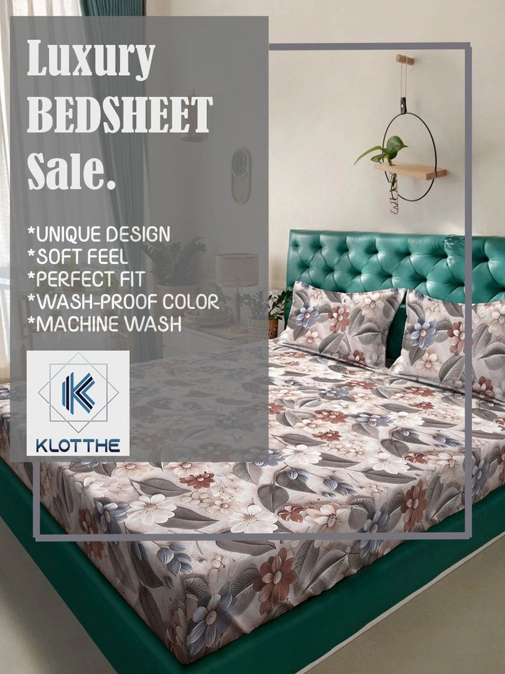 Moda Rapido X KLOTTHE Beige & Brown Floral 300 TC Cadar Katil King dengan 2 Sarung Bantal