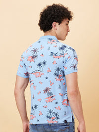 Being Human Floral Printed Cotton Polo Collar Short Sleeves Casual T-shirt