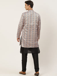SOJANYA Men Black Kurta with Churidar & Jacket