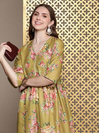 House of Pataudi Women Floral Printed Gotta Patti Floral Kurta