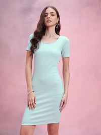 DressBerry Pastel Textured Ribbed Bodycon Dress