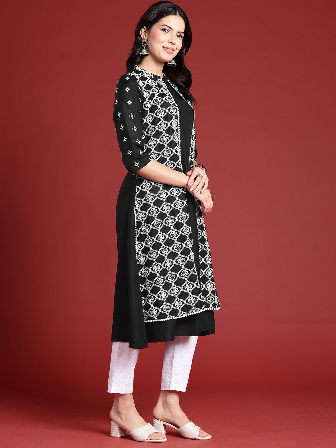 Anouk Ethnic Motifs Embroidered Layered Kurta