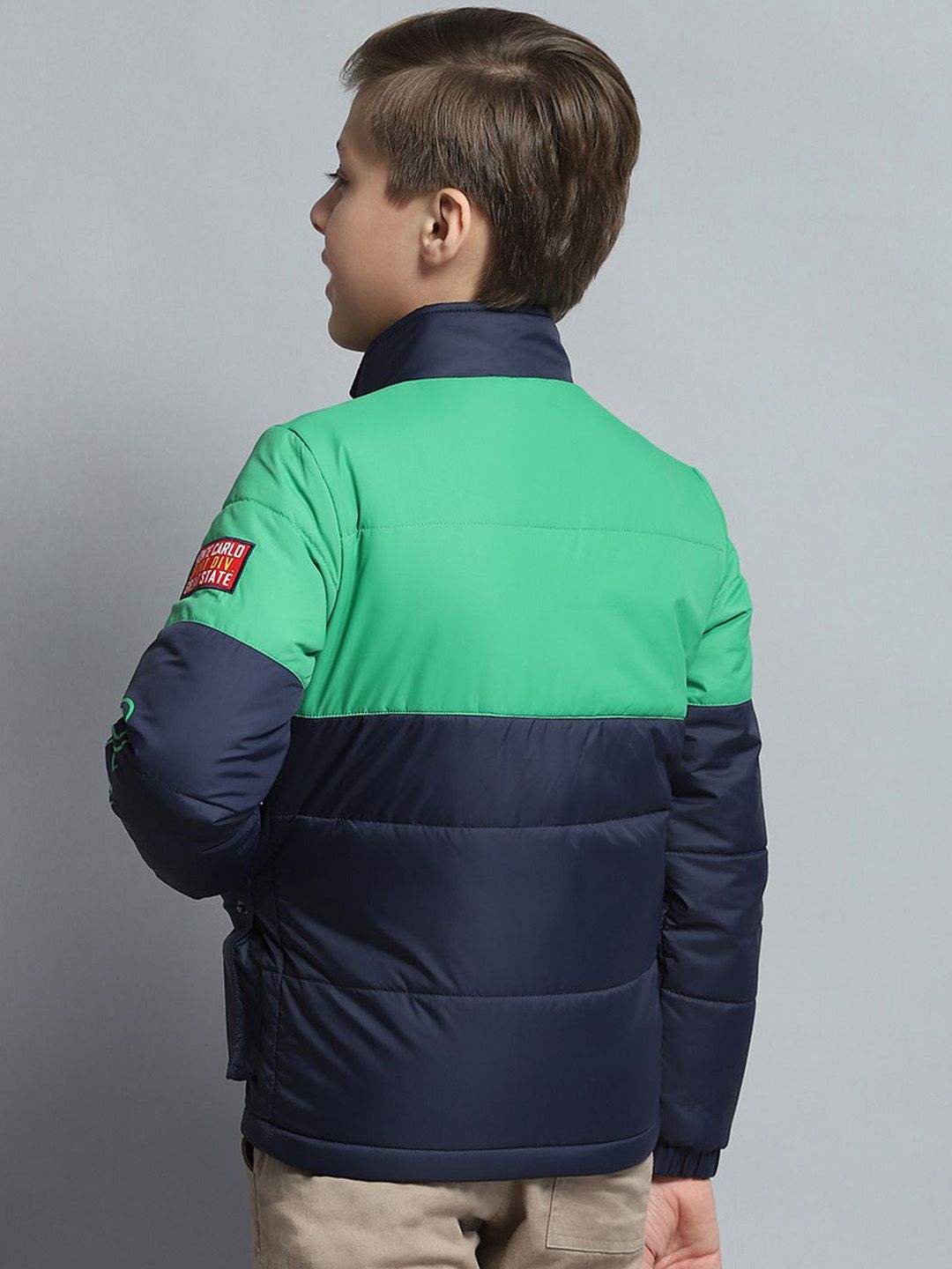Monte Carlo Boys Mock Collar Colourblocked Casual Lightweight Padded Jacket