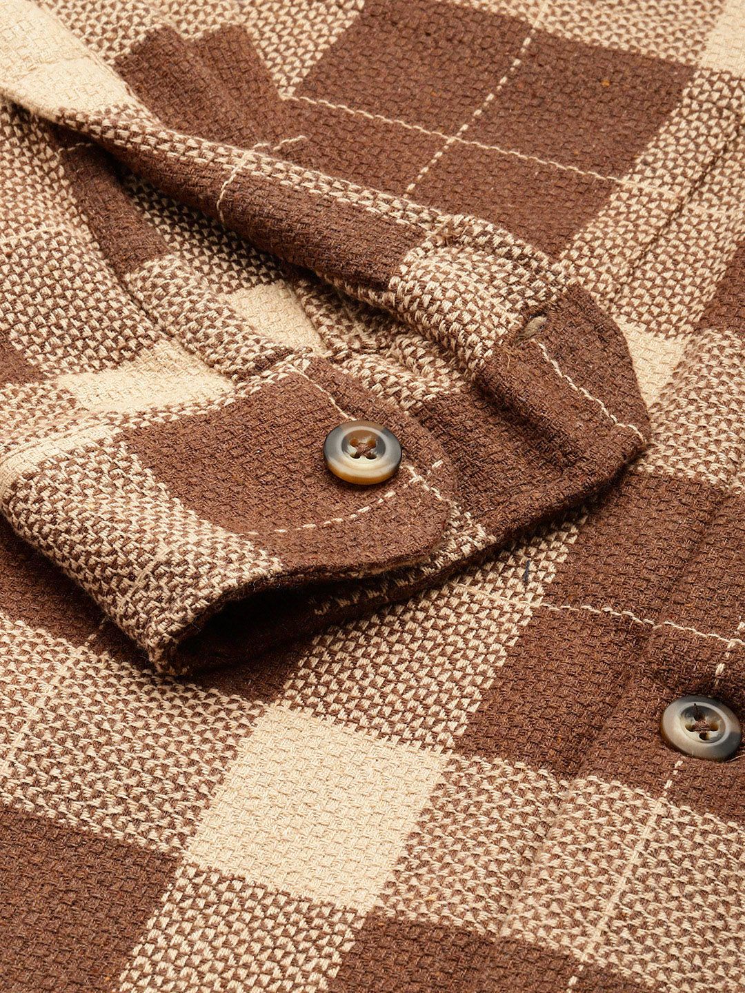 The Indian Garage Co Pure Cotton Checked & Textured Relaxed Fit Casual Shirt
