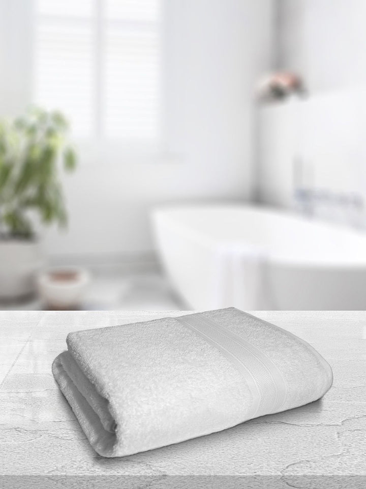 MYTRIDENT White Solid 500 GSM Pure Cotton Soft  Plush Bath Towel