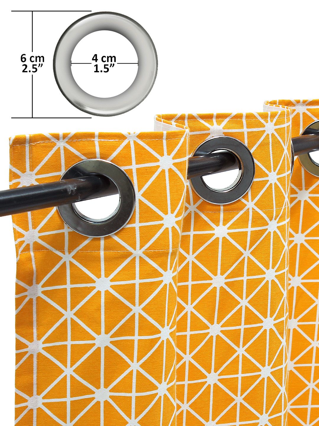 Story@home Orange & White Geometric Room Darkening Window Curtain