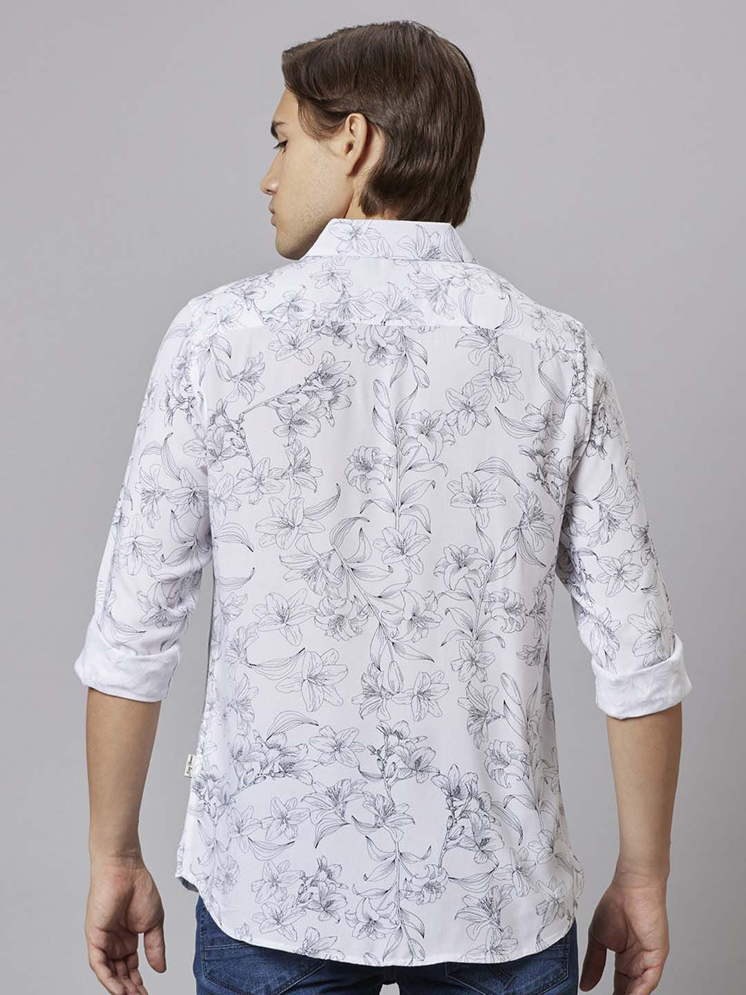 Being Human Men White Slim Fit Opaque Casual Shirt