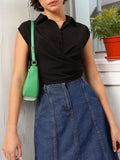 DressBerry Sleeveless Shirt Style Wrap Top