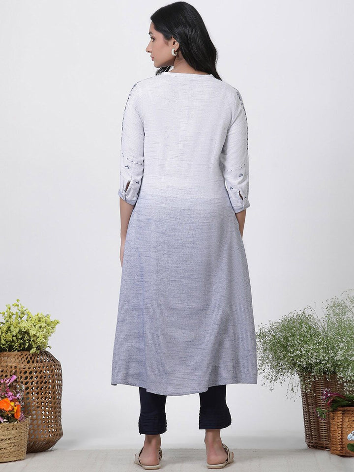 W Women Ethnic Motifs Striped Regular Thread Work Pure Cotton Kurta With Trousers