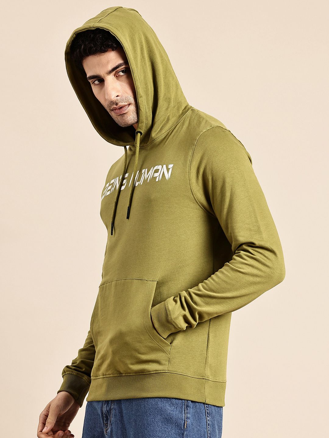 Being Human Pure Cotton Brand Logo Printed Hooded Sweatshirt