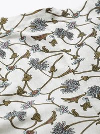 Libas White Cotton Printed Shirt And White Cotton Printed Pyjamas With Both Side Pocket