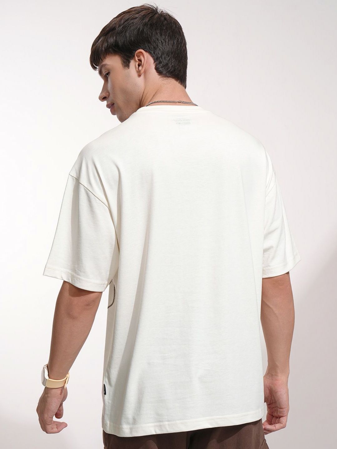 HIGHLANDER Men Abstract Printed Round Neck Cotton Oversized T-shirt