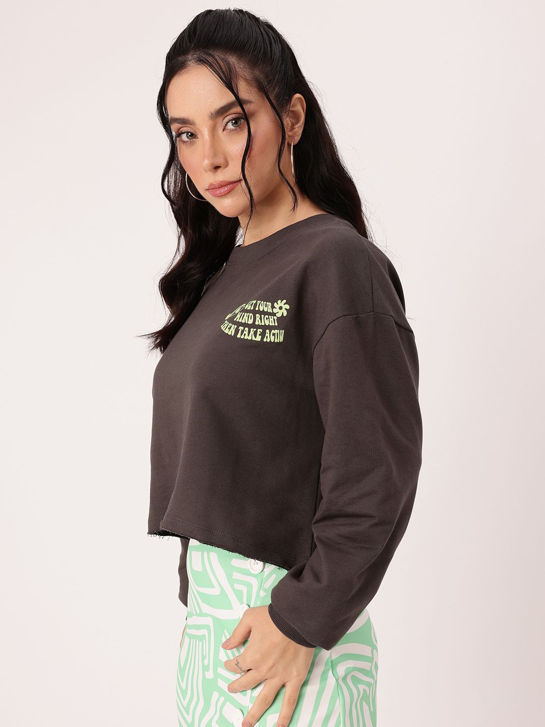 DressBerry Style Printed Cotton Terry Relaxed Fit Sweatshirts