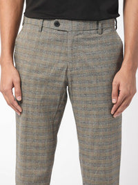 RARE RABBIT Men Vertex Mid-Rise Checked Slim Fit Trouser