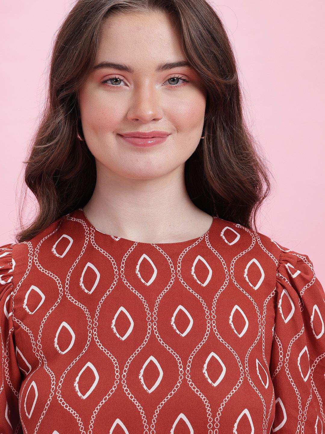 DressBerry Print Puff Sleeve A-Line Dress
