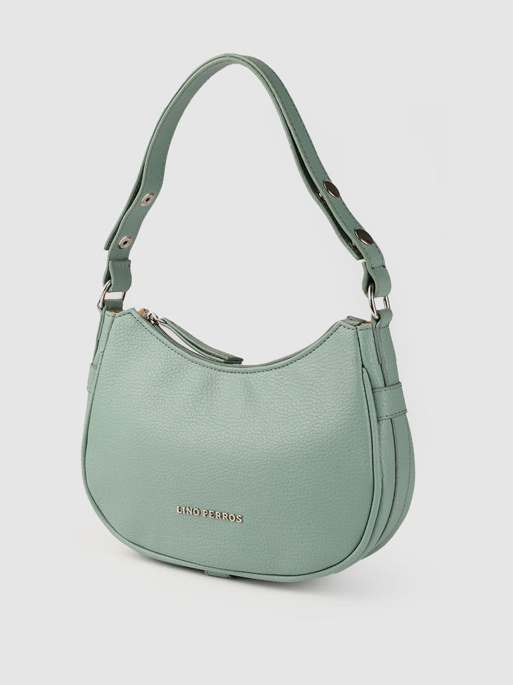 Lino Perros Women Sage Green Structured Baguette Bag