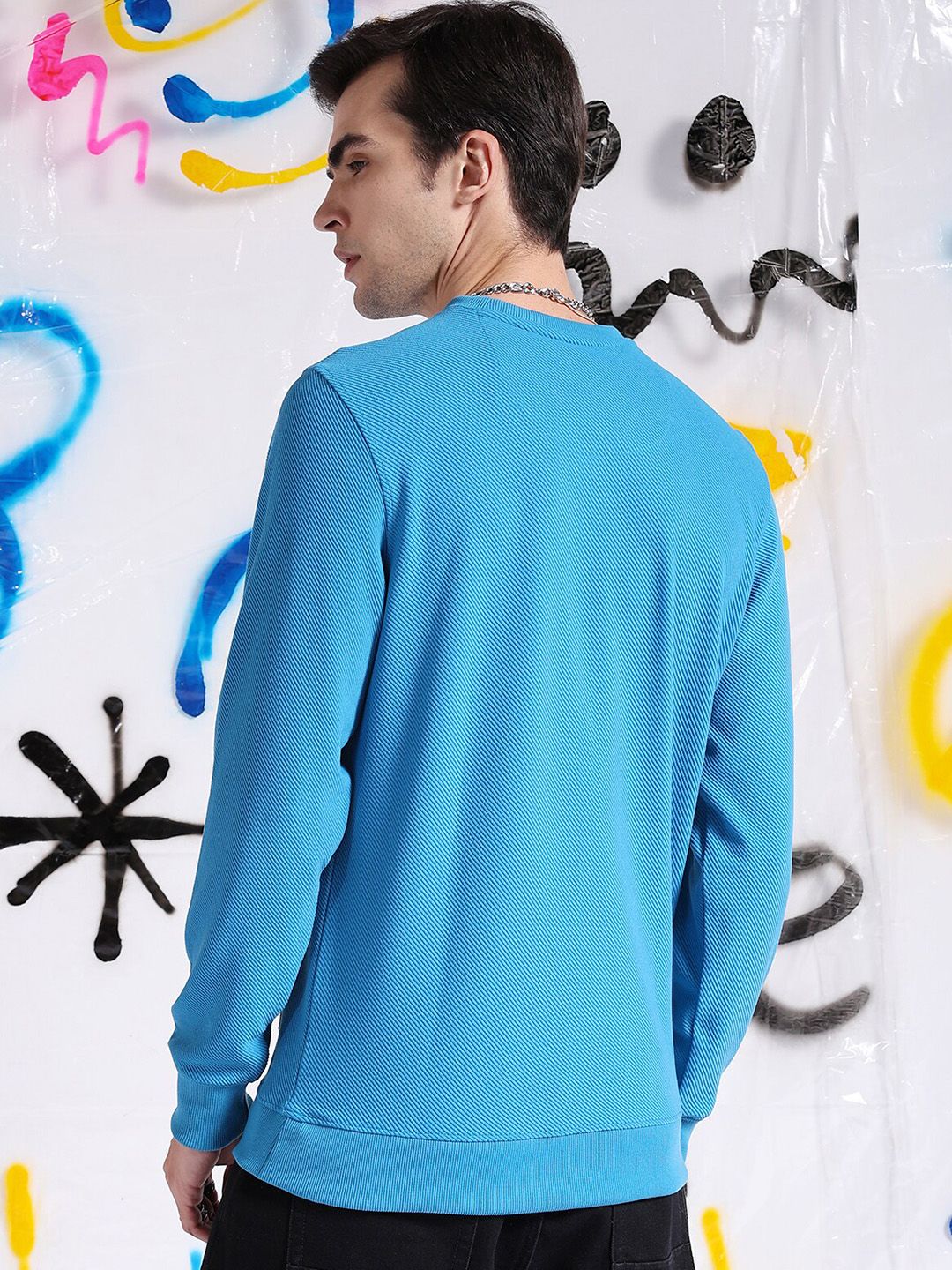 The Indian Garage Co Self Design Textured Long Sleeve Pullover Sweatshirt