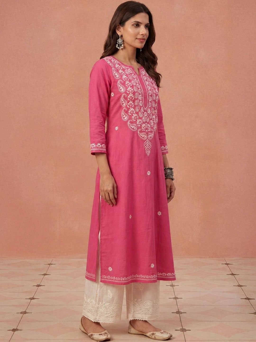 Rumah Wanita Chikankari Sulam Kurta Chikankari