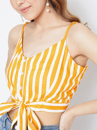 Berrylush Women Yellow Striped Top