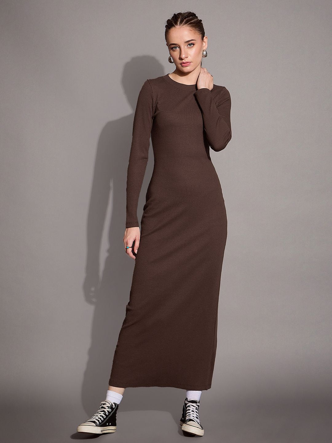 SASSAFRAS BASICS Ribbed Bodycon Maxi Dress