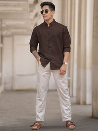 Powerlook Men Button-Down Collar Solid Cotton Casual Shirt