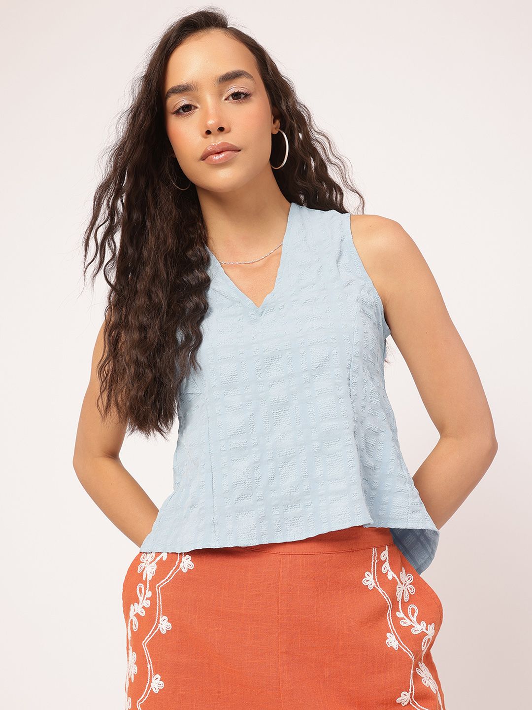DressBerry Seersucker Open Back Top