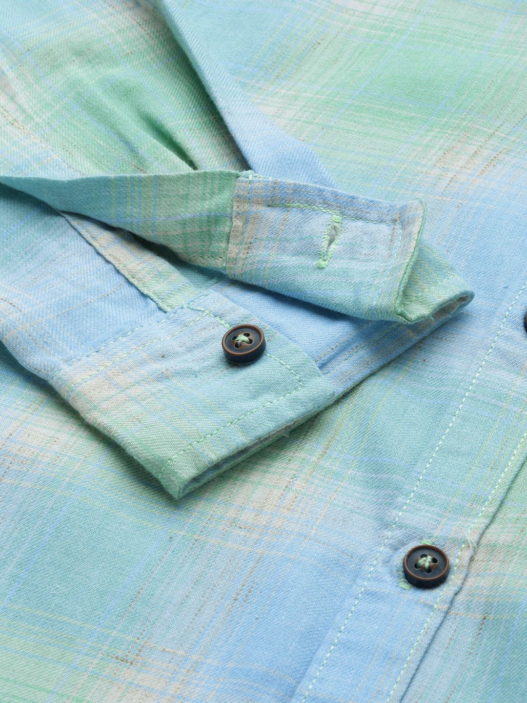 The Indian Garage Co Men Blue Checked Casual Shirt