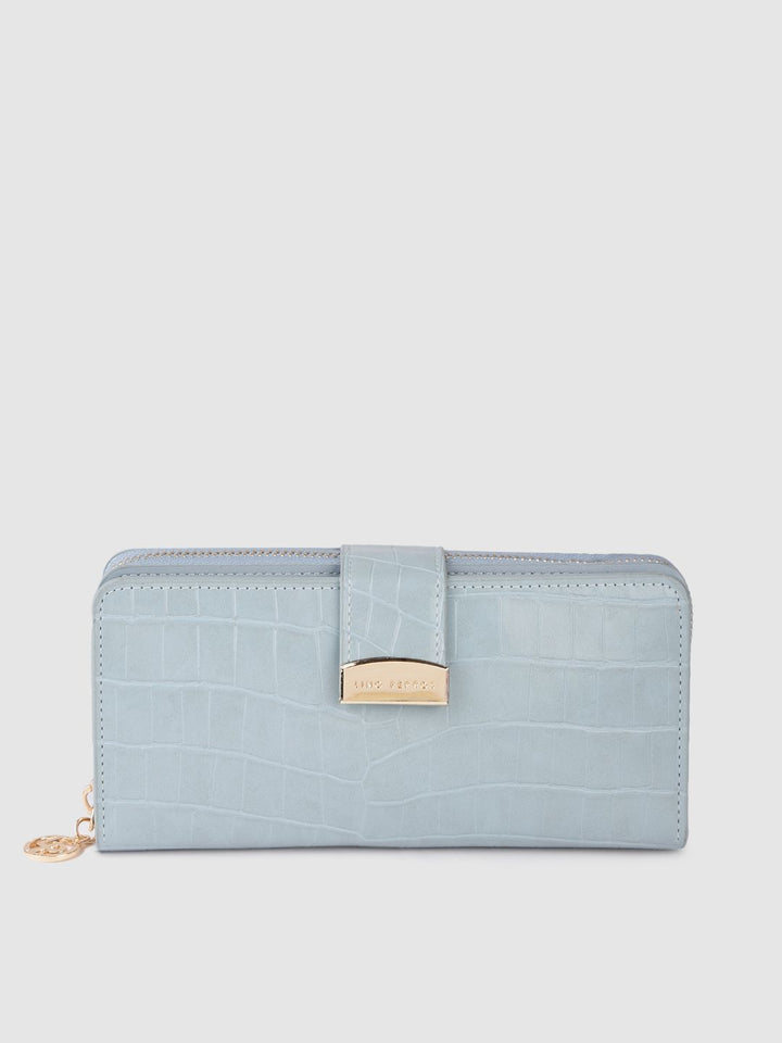 Lino Perros Women Blue Animal Printed PU Structured Two Fold Wallet