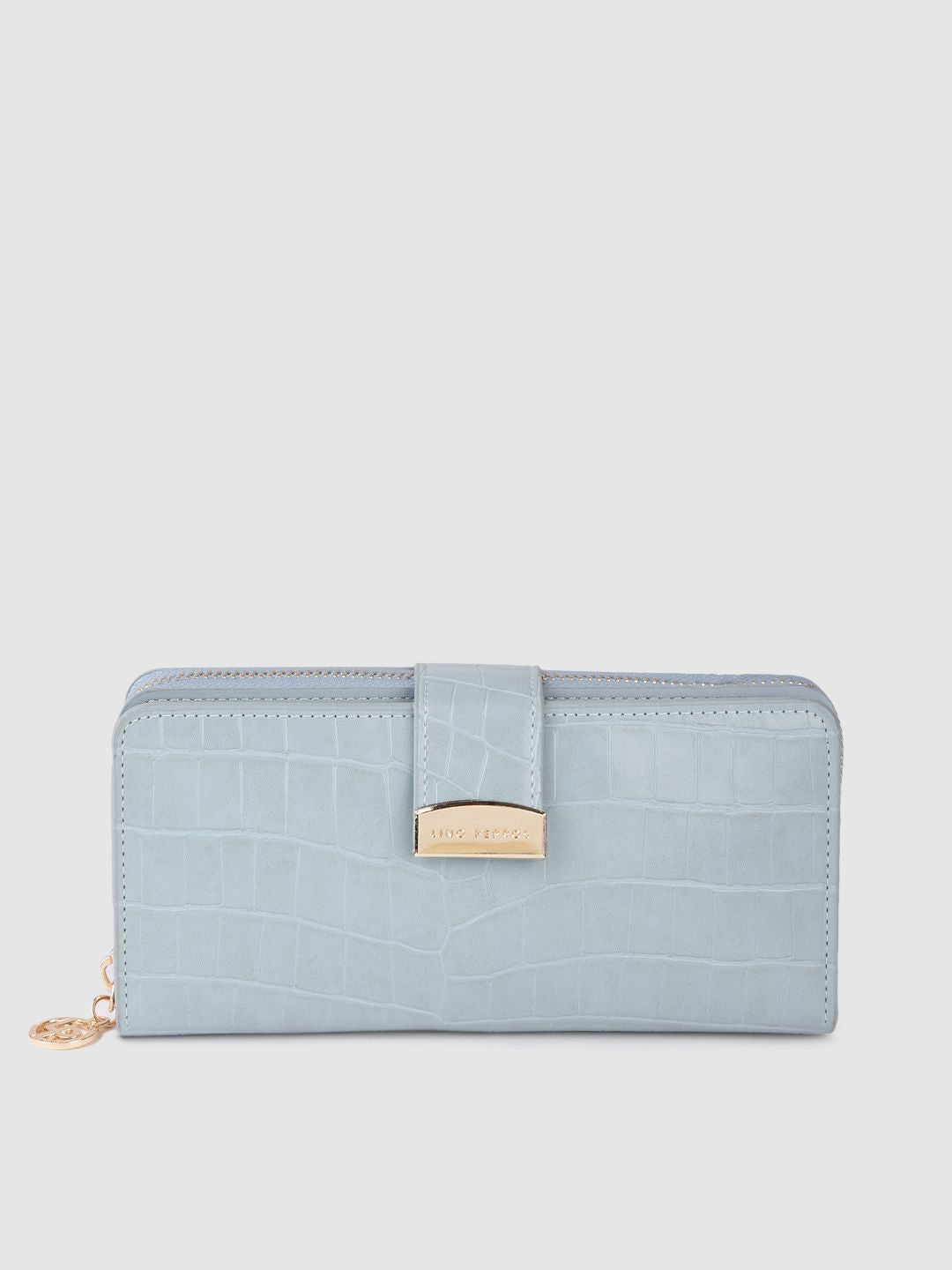 Lino Perros Women Blue Animal Printed PU Structured Two Fold Wallet