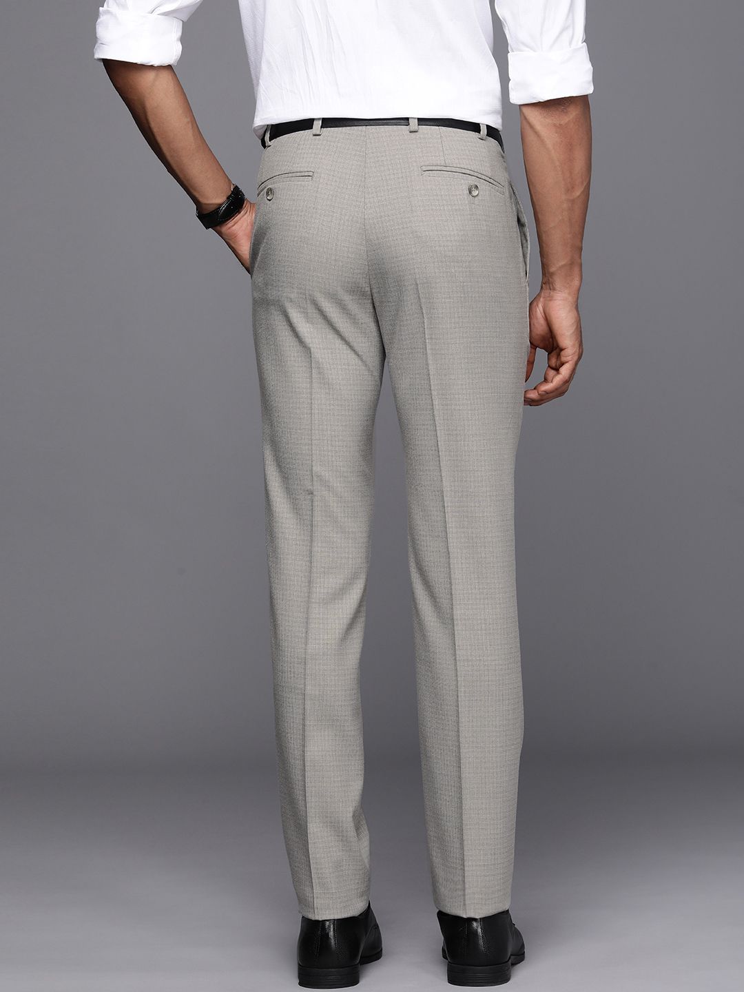 Raymond Men Checked Slim Fit Formal Trousers