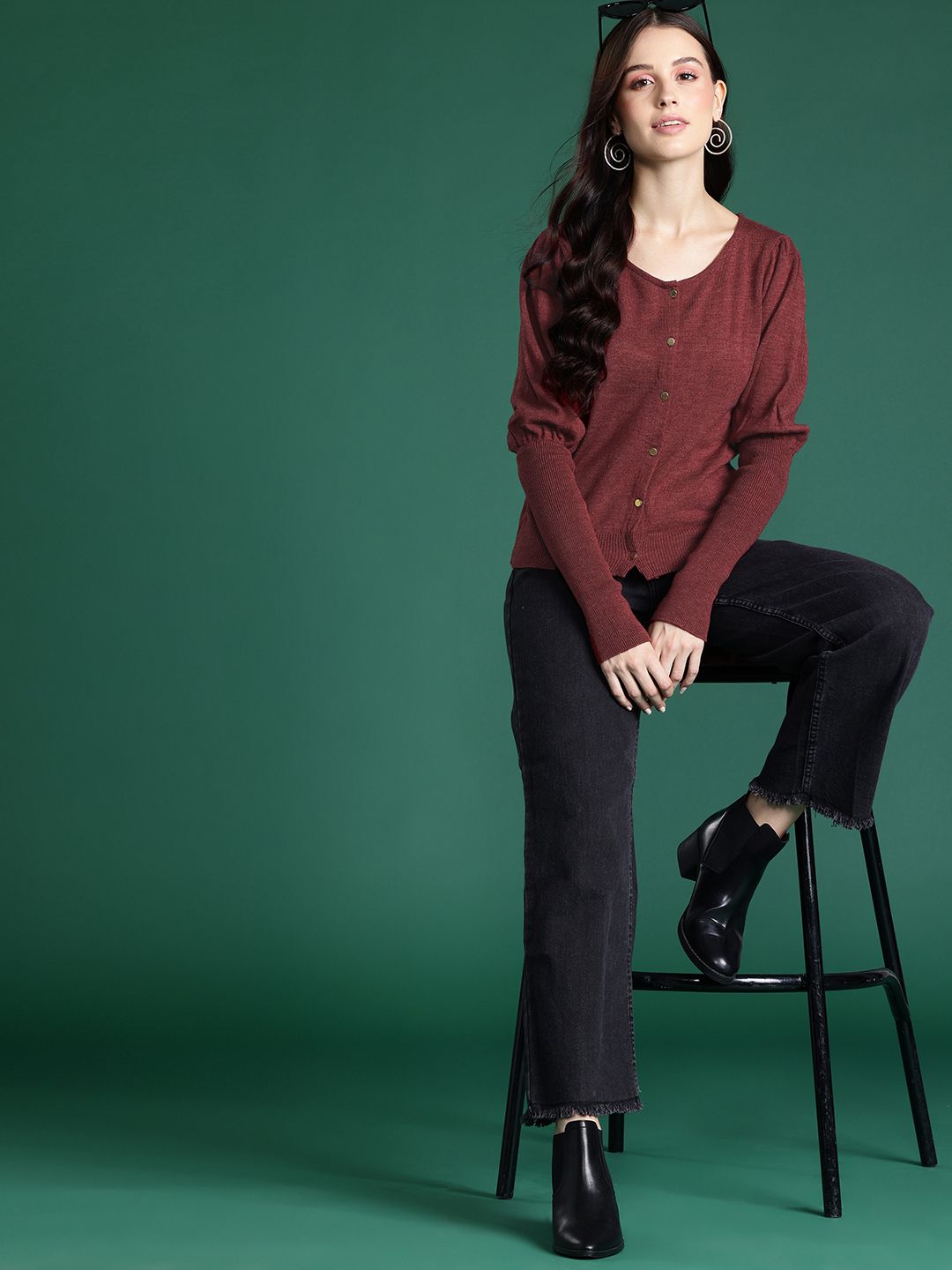 DressBerry Pure Acrylic Solid Cardigan